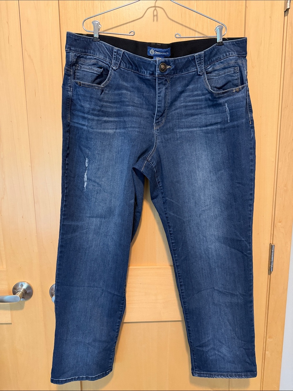 Democracy Dark Blue Straight Leg Jeans 22W